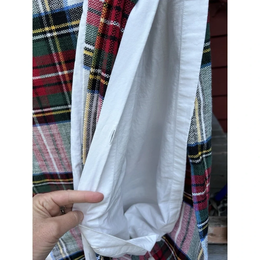 Pottery Barn Stewart Plaid Tartan Duvet Cover King / Cal King White Red Green